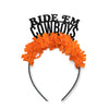Oklahoma Game Day party headband in black and orange that says ride em cowboys