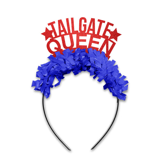 Kansas Jayhawks Game Day Party headband in red and navy saying tailgate queen