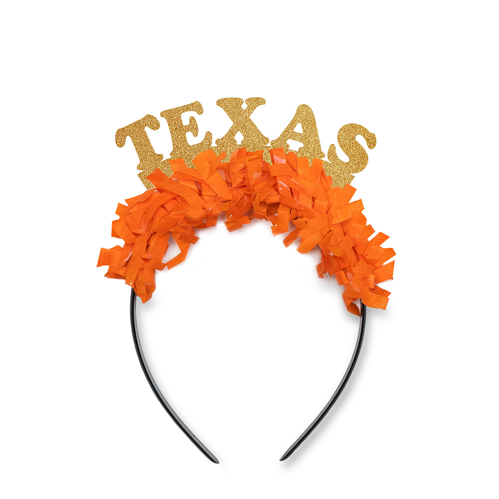 Texas game day party headband in gold and orange