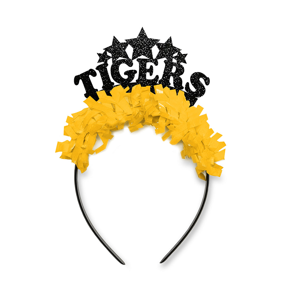Black and Yellow Tigers Game Day Party Headband. Tiger's football fan gear for women