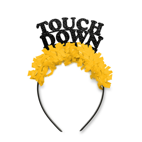 Black and Yellow Game Day Party headband that says Touch Down