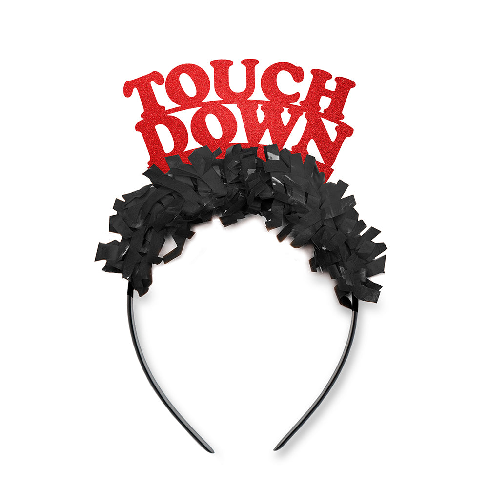 Red and Black Georgia Game Day Party crown headband that says Touch Down. Georgia Bulldogs Fan Gear - "Tailgate Queen" Party Headband