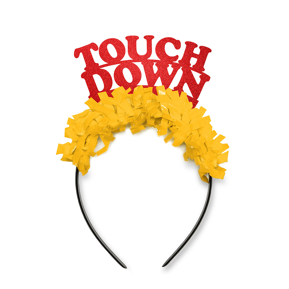 Iowa Game Day Party Headband in red and yellow saying touch down