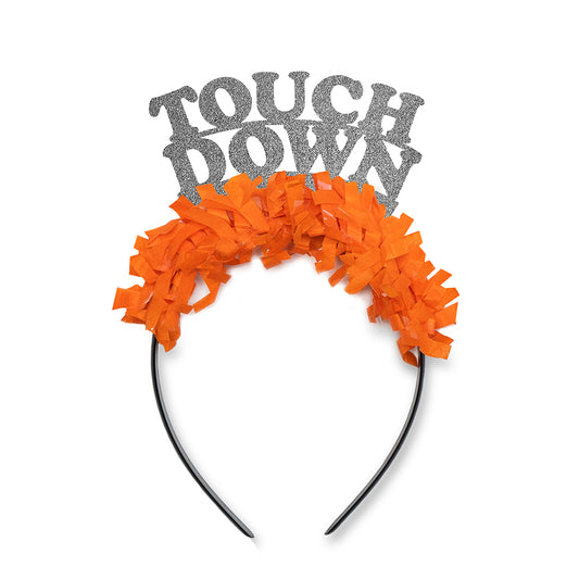 Tennessee Game Day Party Crown in Silver and Orange. Tennessee Football Fan Headband "Touch Down" Tailgate Party Headband