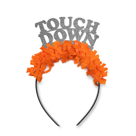 Tennessee Game Day Party Crown in Silver and Orange. Tennessee Football Fan Headband "Touch Down" Tailgate Party Headband