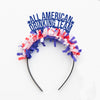 4th of July Party headband that says All American Drinking Team - red white and blue headband for 4th of July party