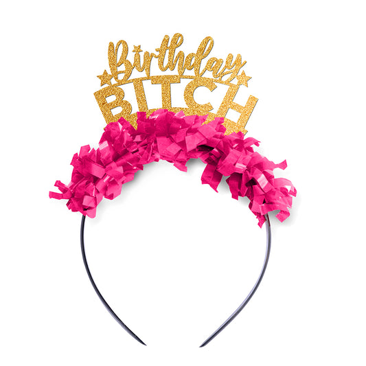 Party Crown for Birthday "Birthday Bitch" - in gold and pink. Custom colors