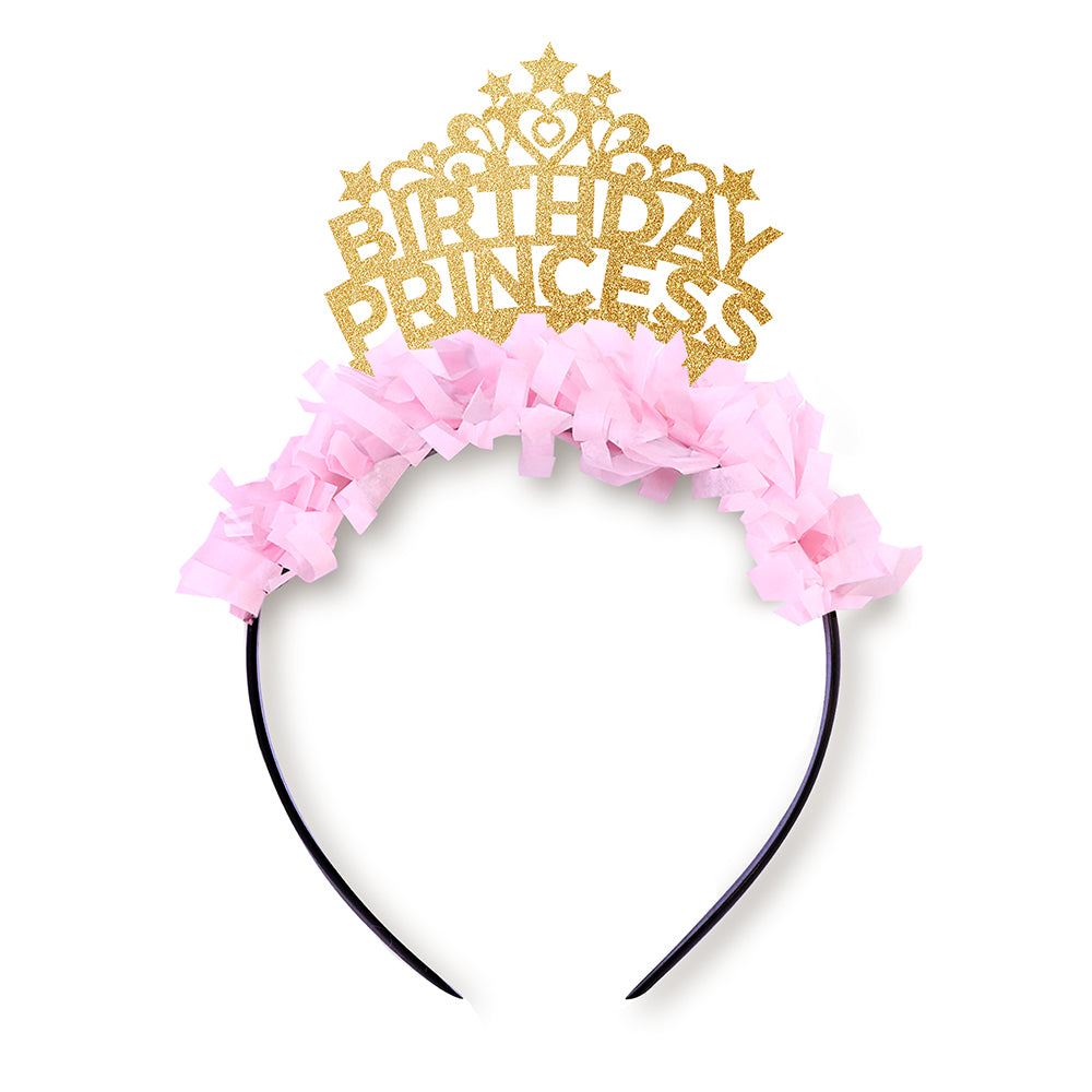 Gold and pink Birthday Princess Party Headband Crown. 1st, 2nd, or 3rd birthday party accessories for little girls