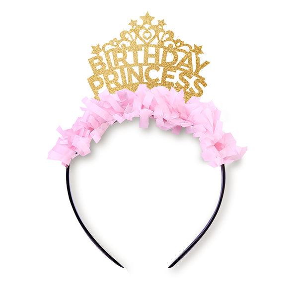 Gold and pink Birthday Princess Party Headband Crown