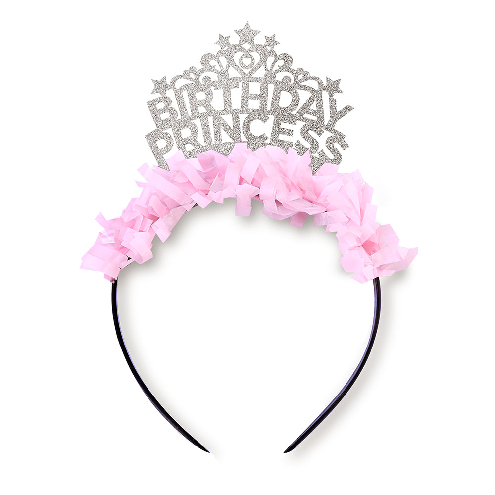 Silver and pink Birthday Princess Party Headband Crown. Princess party ideas for birthday party