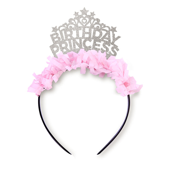 Silver and pink Birthday Princess Party Headband Crown