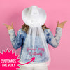 Bachelorette Party Cowboy Hat - Fully Custom White Cowgirl Hat with Veil