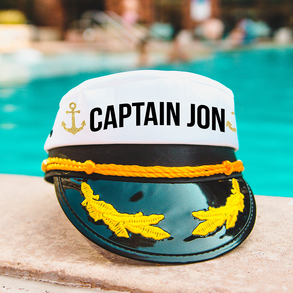Custom Captain Yacht Hat saying Captain Jon.