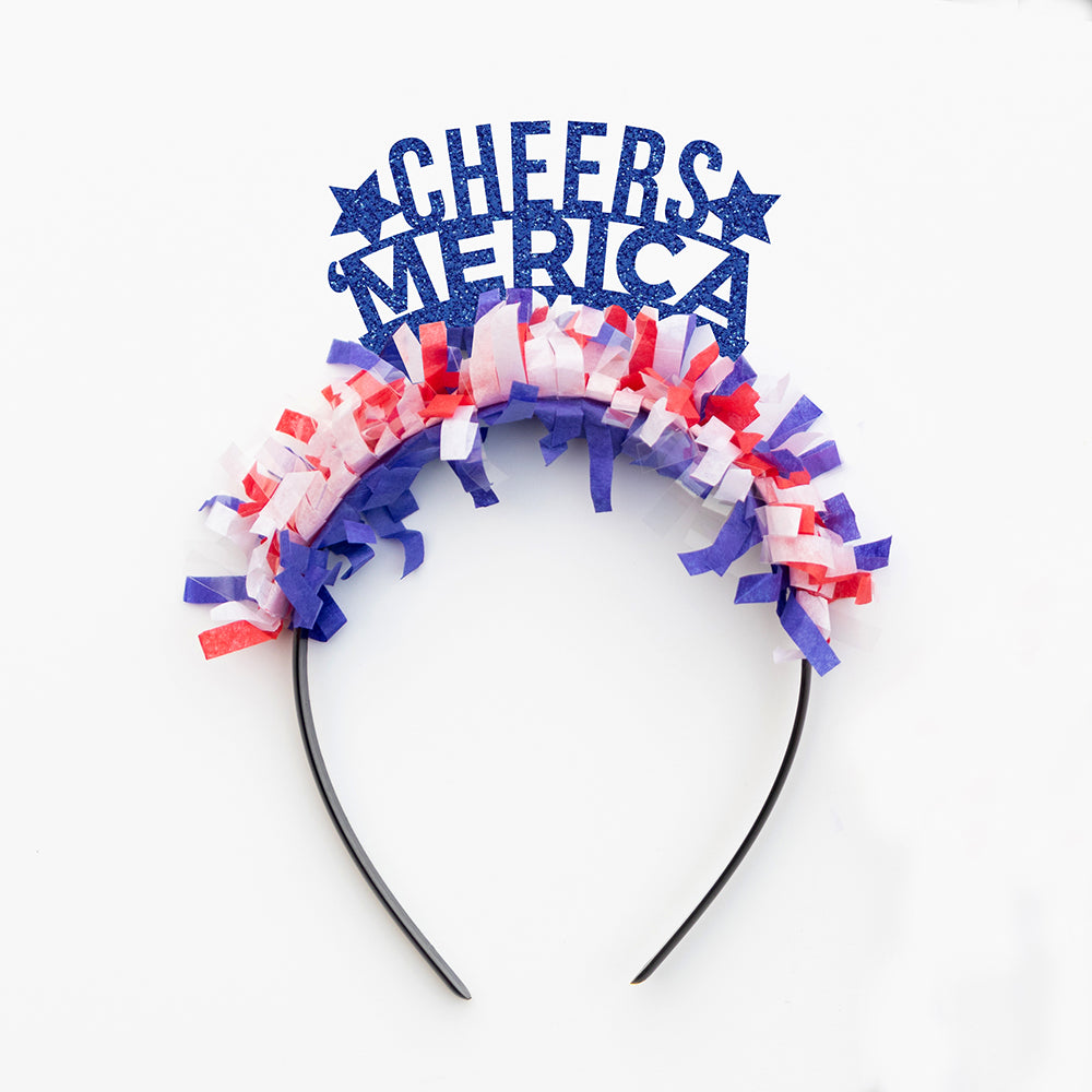 4th of July Party headband that says Cheers 'Merica