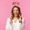 Valentines Galentines Day party headband that says FRIES BEFORE GUYS