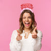 Valentines Galentines Day party headband that says HAPPY GALENTINES DAY