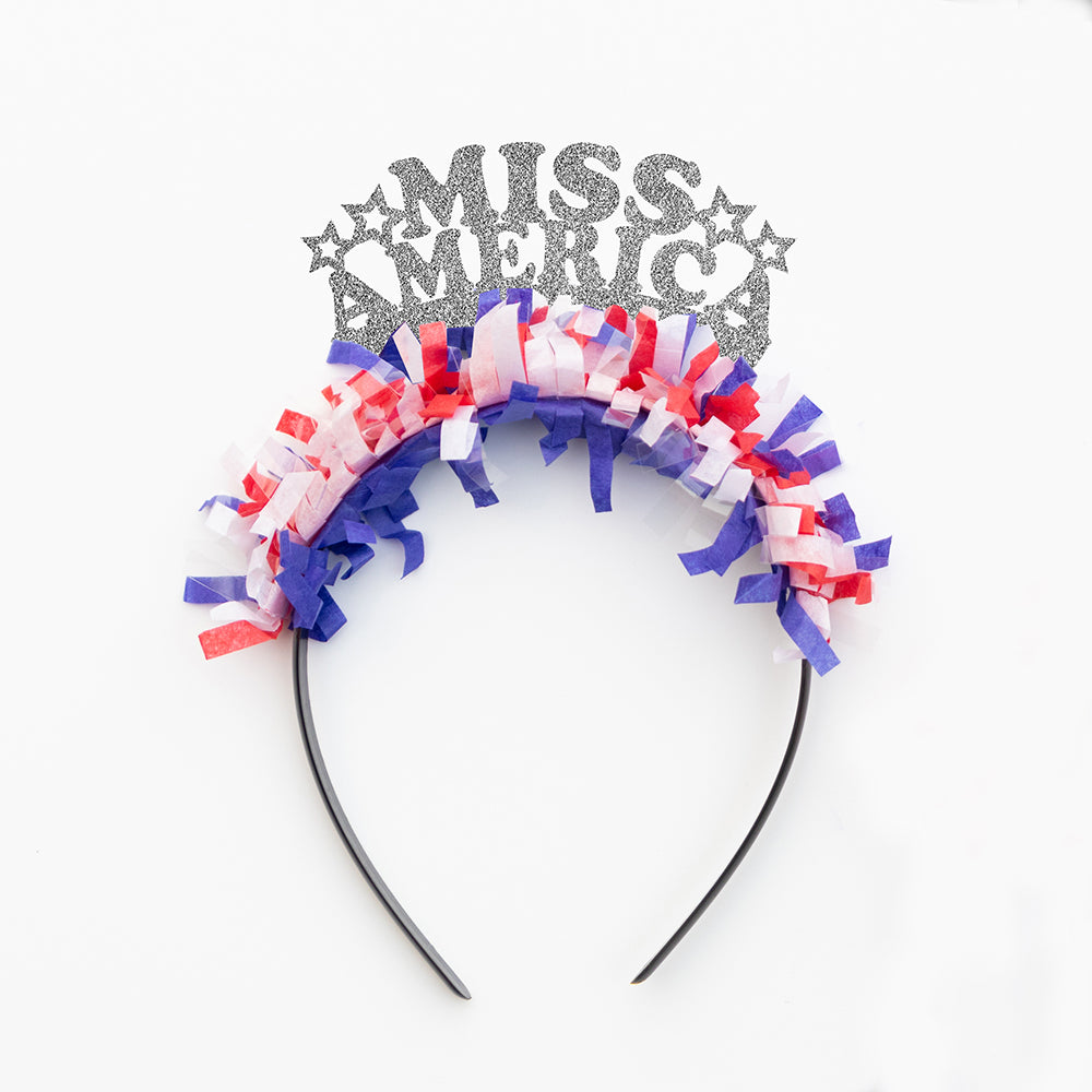 4th of July Party headband that says Miss America