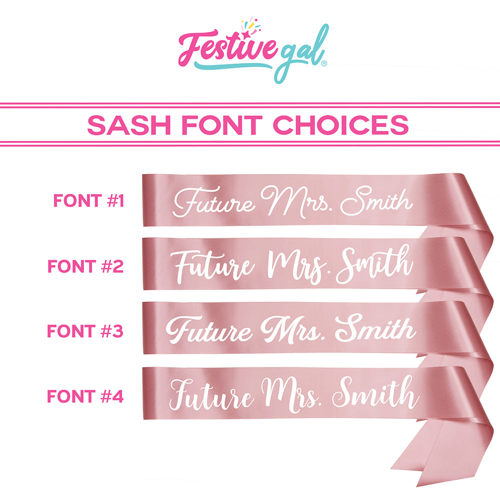Custom Bachelorette Satin Sash - Pink - Font Choices