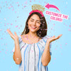 young woman wearing teacher headband that says sprinkle kindness