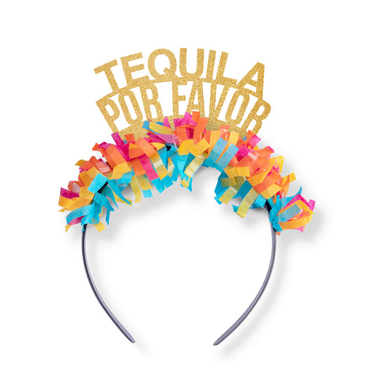 Cinco De Mayo Fiesta themed party crown headband that says Tequila Por Favor. Fiesta Party, Cinco de Mayo "Tequila Por Favor" Party Crown Headband